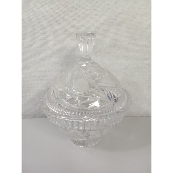 Crystal Covered Compote Bowl Candy Dish Floral - Picture 1 of 7